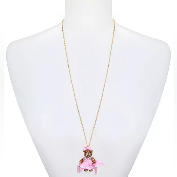 🏈 🔹️Betsey Johnson🔹️ Cheerleader Bear Pendant Necklace New ✨️🏈 - Picture 3 of 5